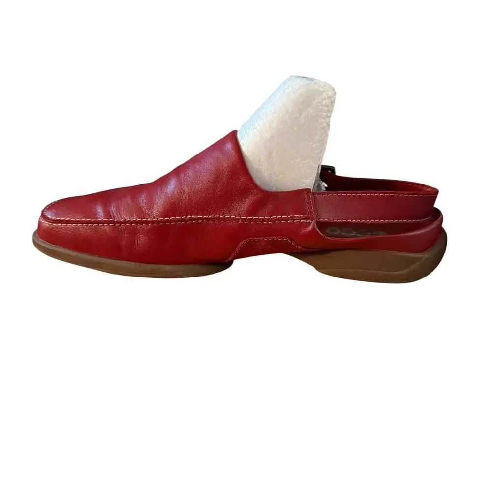 Ecco Men’s/Unisex Red Leather Clogs with Heel Strap Size 5.5 Men’s/8 Women’s